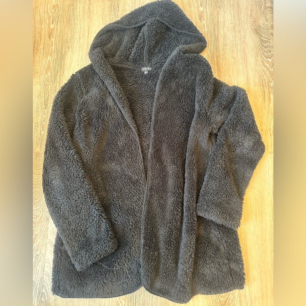 Timing Gray Hooded Cardigan Sweater